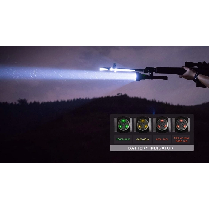 TrustFire T70 LED Tüfek Feneri Mıknatıslı Namluya Tutunabilir, 2300 lümen, 1000 m menzil, 2 x 18650 3400 mAh pil, 1 x TR-016 pil şarj cihazı, 1 x GM03 mıknatıslı tutucu ve 1 x kit-3 dahilinde uzaktan kumanda