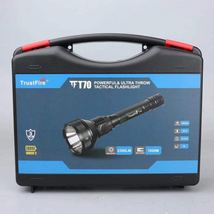 TrustFire T70 LED Tüfek Feneri Mıknatıslı Namluya Tutunabilir, 2300 lümen, 1000 m menzil, 2 x 18650 3400 mAh pil, 1 x TR-016 pil şarj cihazı, 1 x GM03 mıknatıslı tutucu ve 1 x kit-3 dahilinde uzaktan kumanda