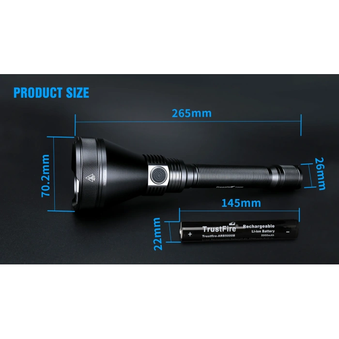 TrustFire 4800 Lümen Tüfek Feneri,prosefyonel Avcı El feneri kiti LED yüksek güçlü,T90R ,Şarj edilebilir taktik el feneri, uzun menzilli 1600 metre, süper parlak, su geçirmez, avcılık ve kurtarma için [Enerji Sınıfı A+++]