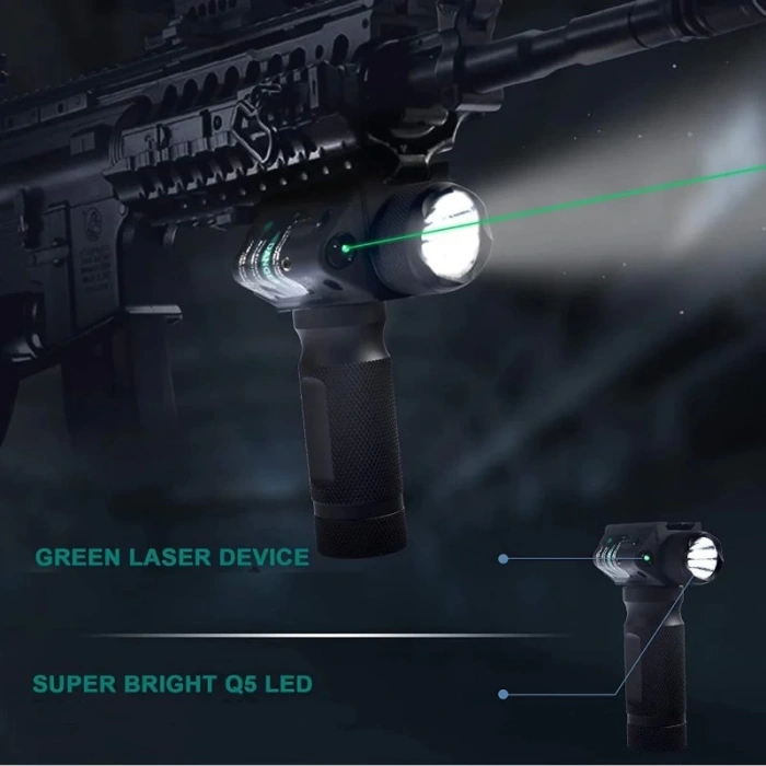 3 ü Birarada Yeşil Lazer+ 200 lümen Fener +Tutamak Combo Set ,Tactical Foregrip with Flash Light & Green Laser
