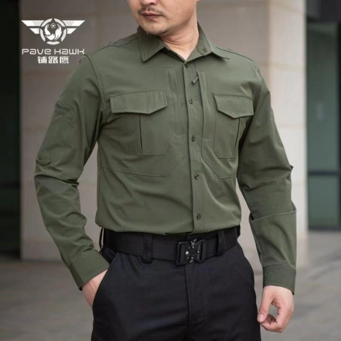 İthal Likralı TAKTİK Gömlek İnce Yazlık Kumaş Pawe Siyah Renk Su İtici A kalite