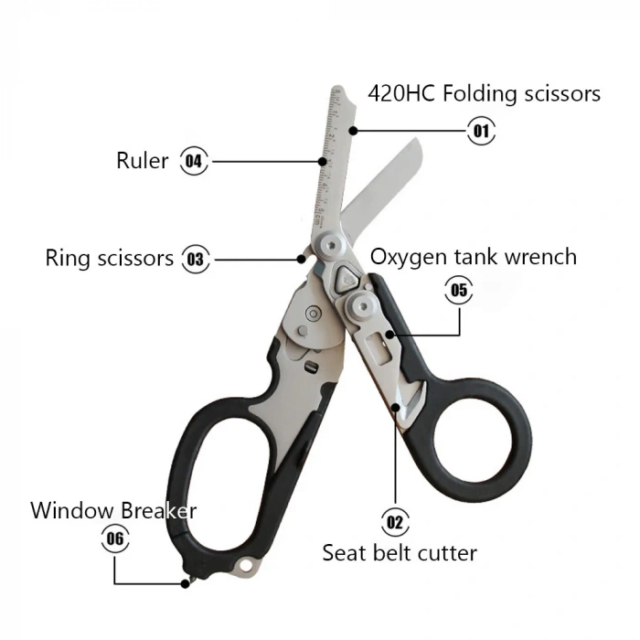 Katlanır Medikal Süper Kesici Makas Multitool Taktik Çok Fonksiyonlu Outdoor Askeri Av Tipi