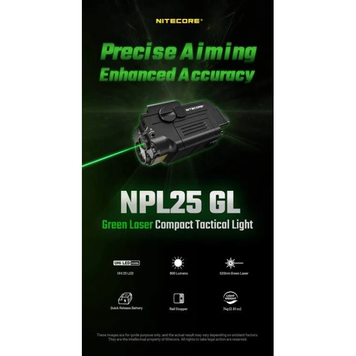 Nitecore NPL25 GL Yeşil Lazerli Tabanca Feneri