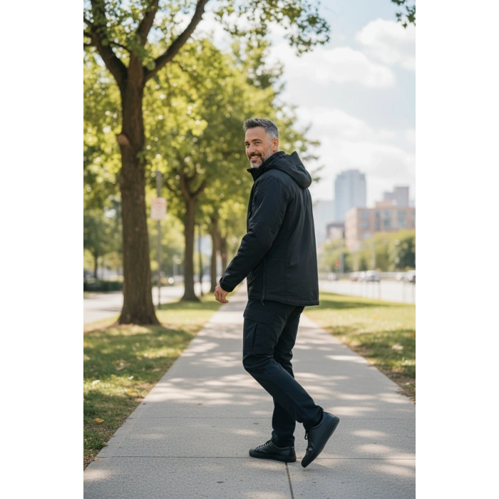 Attack Softshell Mont Goratex Kışlık Normal Kalıp Siyah Elyaf dolgu