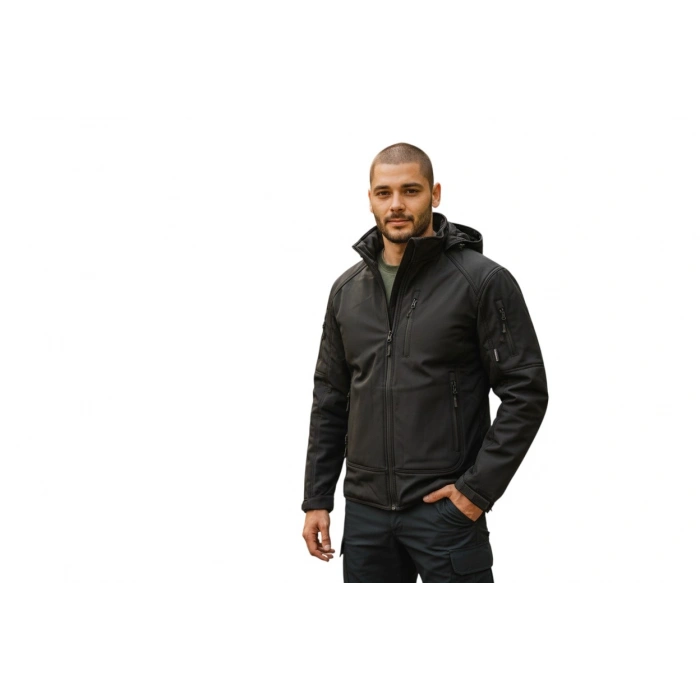 Attack Softshell Mont Goratex Kışlık Normal Kalıp Siyah Elyaf dolgu