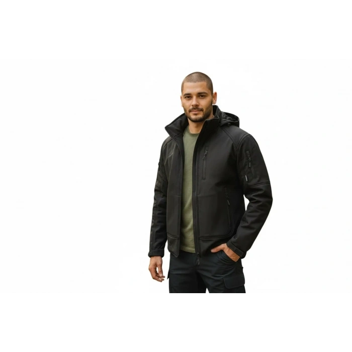 Attack Softshell Mont Goratex Kışlık Normal Kalıp Siyah Elyaf dolgu