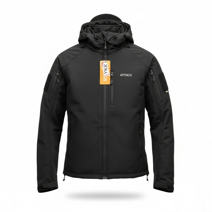 Attack Softshell Mont Goratex Kışlık Normal Kalıp Siyah Elyaf dolgu