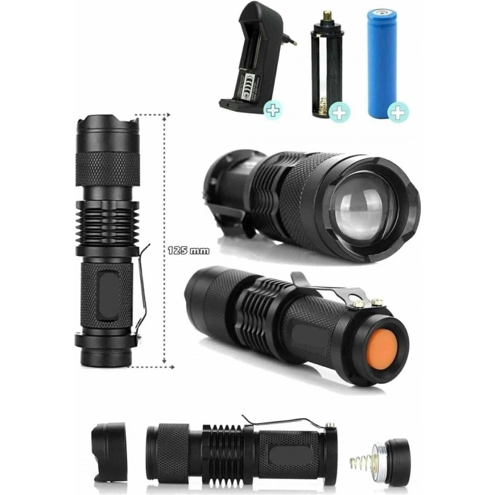 EL FENERi KÜÇÜK BOY CREE LED ŞARJLI Zoomlu El Feneri Su Geçirmez El Feneri Kama Star KM82