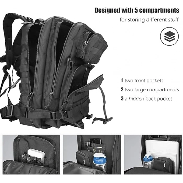 35 LT Taktik Askeri Outdoor Sırt Çantası Siyah İthal