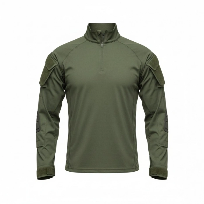 Haki Yeşil Dizlikli Takım,Dizlikli Tişört ve Dizlikli Pantolon -Yerli Üretim