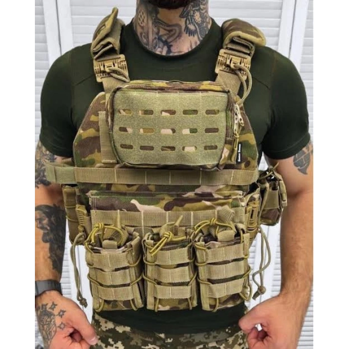 Multicam QR Hücum Yeleği Kurtulmalı Quick Release Ar15 Mpt76 MPT55 Ak47 (Plakalıklı)