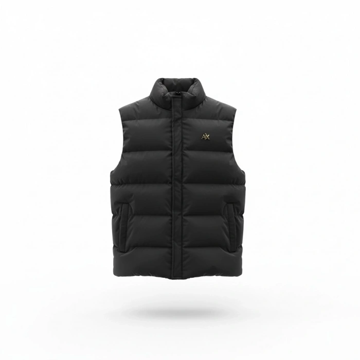 Şişme Fermuarlı Kolsuz Çelik Yelek Siyah 3a Seviye, Erkek Şişme Kolsuz Yelek 9MM Armani Exchange