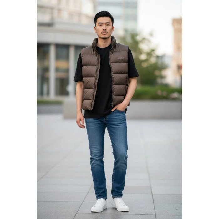 Şişme Fermuarlı Kolsuz Çelik Yelek Siyah 3a Seviye, Erkek Şişme Kolsuz Yelek 9MM Moncler