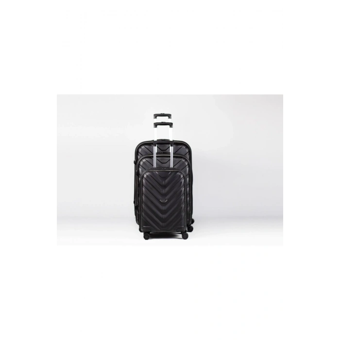 Abs Plastik 4 Tekerlekli Yerli Üretim Fermuarlı 3 Lü Valiz Seti Seyahat Çantası Siyah