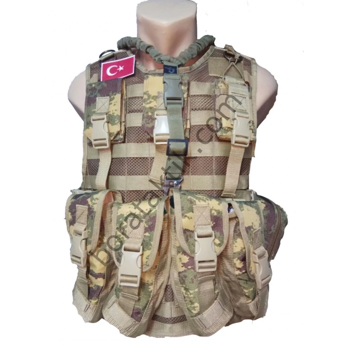 AK47 7,62 - 5,56 Hücum Yeleği Çölrengi Fileli 4lü (Plakalıklı)