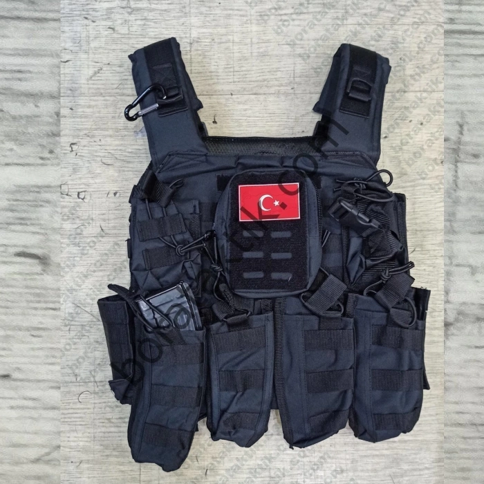 AK47 Hücum Yeleği Siyah (Plakalıklı)