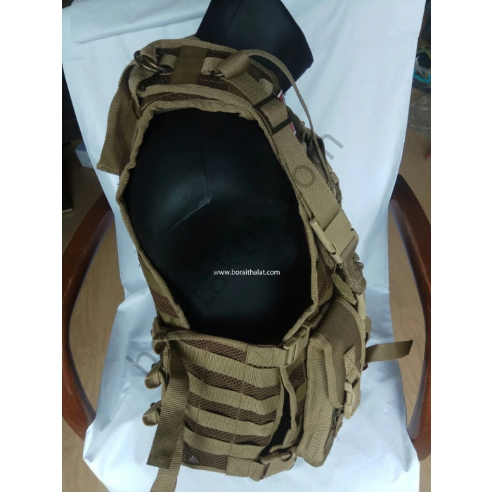 AK47 Kalaşnikof Hücum Yeleği Çölrengi Fileli 4lü Fermuarlı (Plakalıklı)