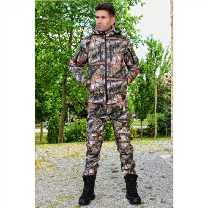 AVCI PANTOLONU SAZ DESEN Softshell Kışlık Pantolon, Su ve Rüzgar Geçirmez Polarlı