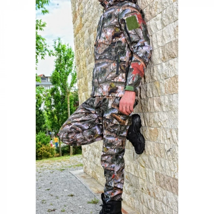 AVCI PANTOLONU SAZ DESEN Softshell Kışlık Pantolon, Su ve Rüzgar Geçirmez Polarlı