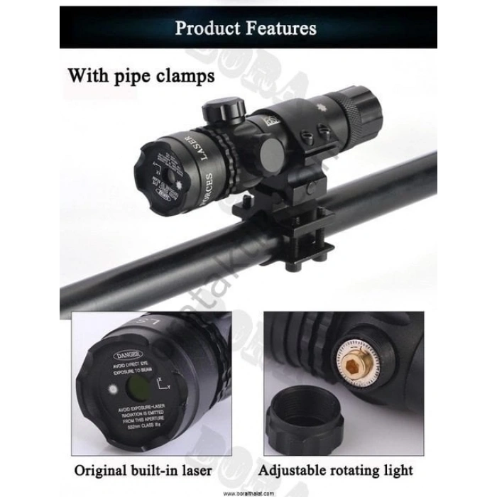 Kırmızı Tüfek Lazeri Şarjlı Kablolu,Ayarlanabilir Namluya Monte Edilebilir Tüfek Lazeri