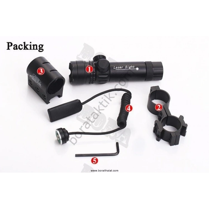 Kırmızı Tüfek Lazeri Şarjlı Kablolu,Ayarlanabilir Namluya Monte Edilebilir Tüfek Lazeri