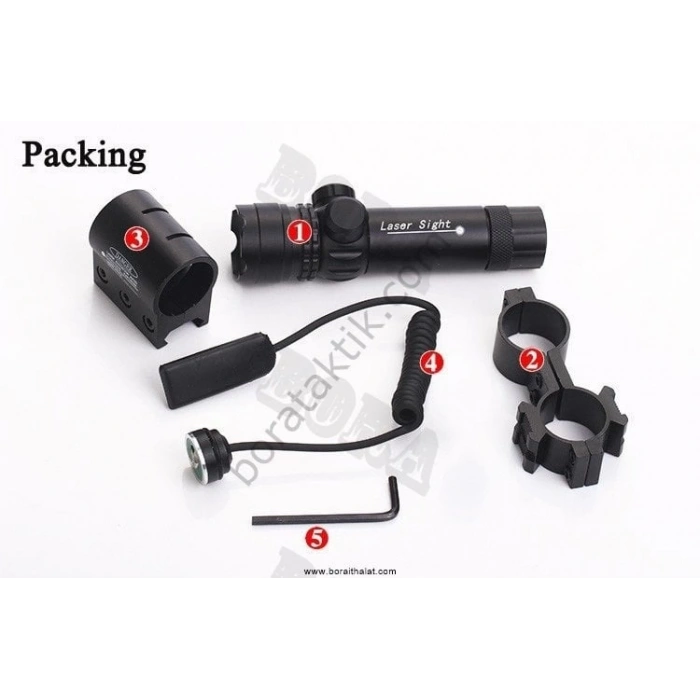 Yeşil Tüfek Lazeri Şarjlı ,Namlu Montaj Aparatlı ,Kablolu Tüfek Lazeri ,Ayarlanabilir Tüfek Lazeri 5 Parça + 3 ŞARJLI PİL