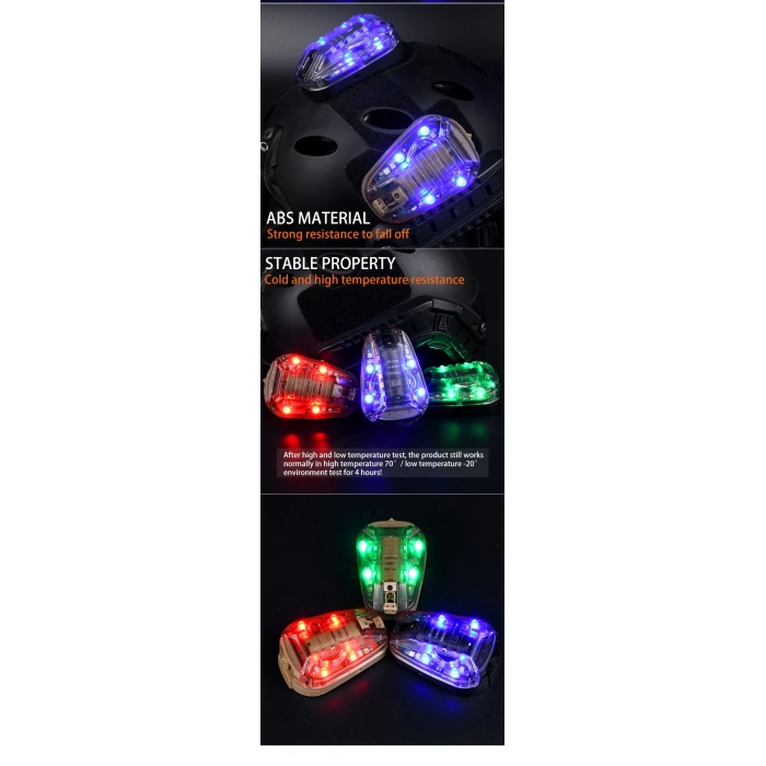 Kask TEPE SİNYAL IŞIĞI,Kızılötesi Flaşör ,Dost düşman tanıma ışığı kask için, kask lambası mavi yeşil kırmızı IR Strobe su geçirmez açık Survival emniyet sinyal flaş lambası