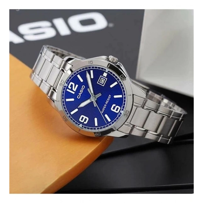 Casio Bayan Metal Kol Saati Analog Tarihli LTP-V004D-2BUDF Mavi Renk