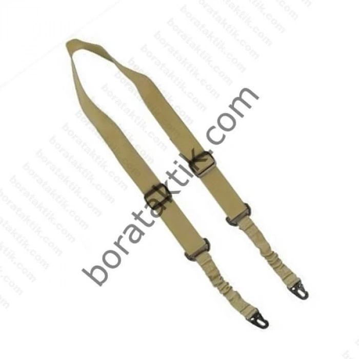 Çift Nokta Taktikal Lastikli Askı Kayışı Siyah - Haki - Tan Renk
