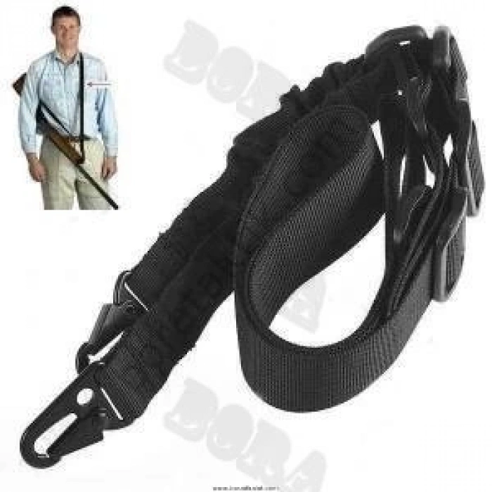 Çift Nokta Taktikal Lastikli Askı Kayışı Siyah - Haki - Tan Renk