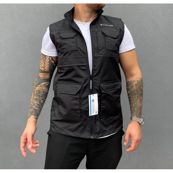 Çok Cepli Siyah Yazlık Avcı Yelek