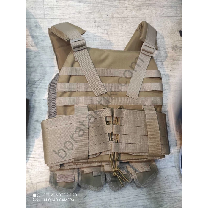 Çölsarısı Hücum Yeleği MPT55-AK47 Sig Göbek Üstü  (Plakalıklı)
