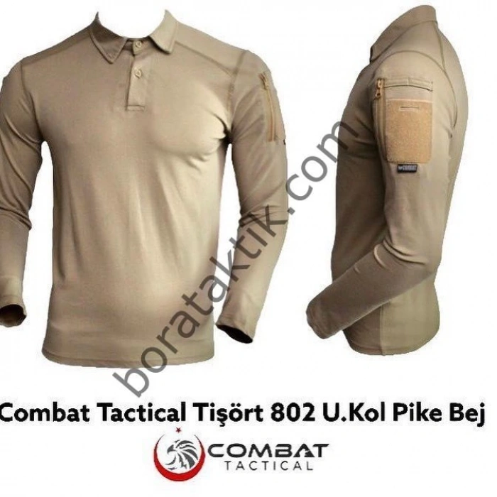 COMBAT KREM RENK UZUNKOL OPERASYON TİŞÖRTÜ LİKRALI