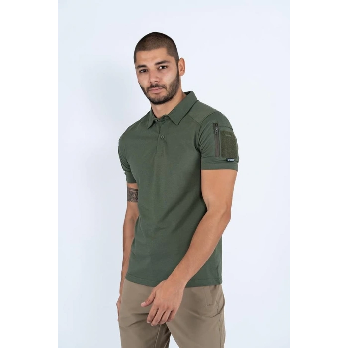 Combat Taktik Pike Tişört Kısa Kol / Polo Yakalı çöl 50-50 Pamuk-Polyester