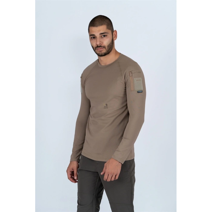 Combat Taktik Pike Tişört Uzun Kol / Bisiklet Yaka SİYAH HAKİ ÇÖL RENKLER