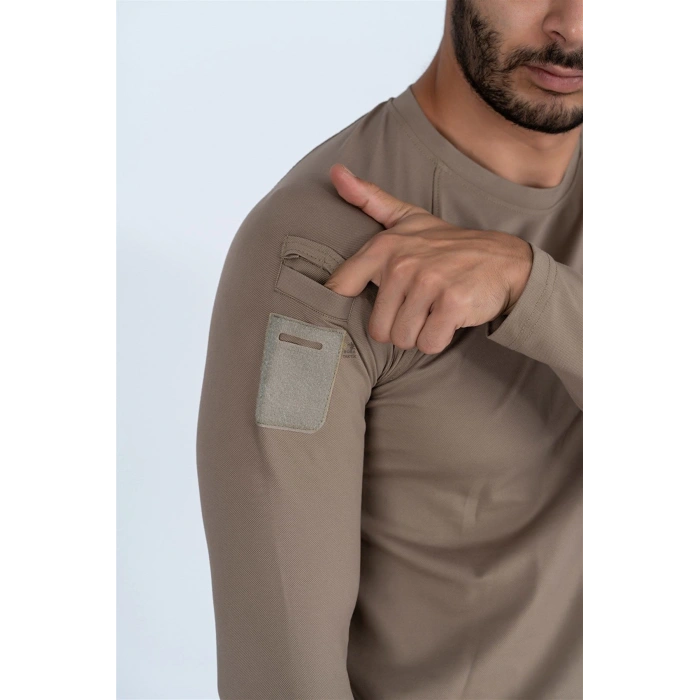 Combat Taktik Pike Tişört Uzun Kol / Bisiklet Yaka SİYAH HAKİ ÇÖL RENKLER