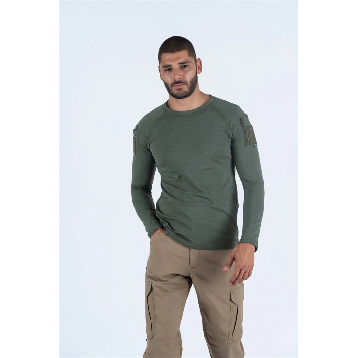 Combat Taktik Pike Tişört Uzun Kol / Bisiklet Yaka SİYAH HAKİ ÇÖL RENKLER