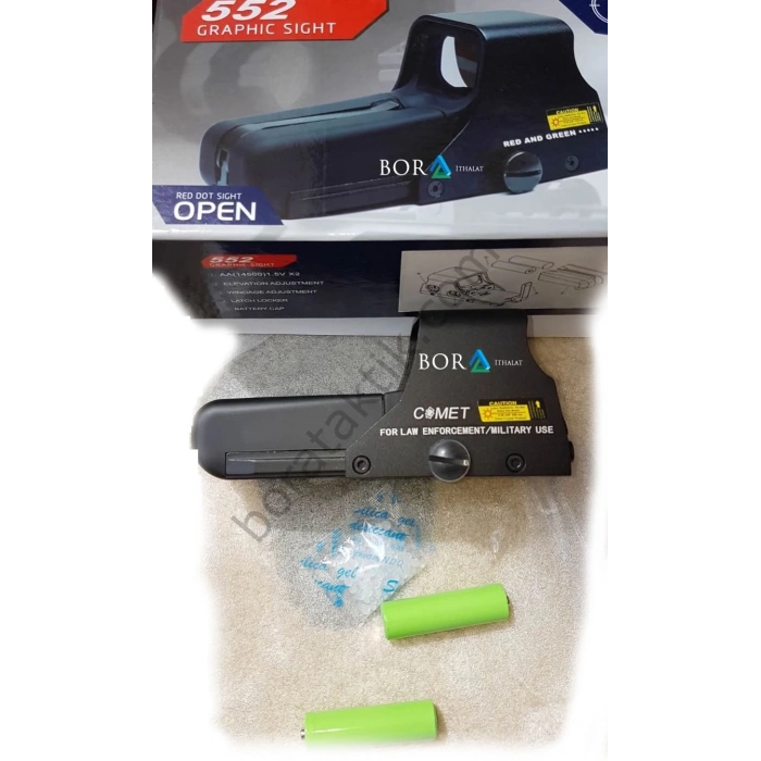 Comet 552 Holografig Reddot Elektronik Nişangâh + 2 şarjlı pil + pil şarj cihazı set