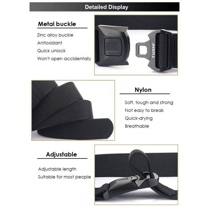 Düğmeli Çelik Tokalı Haki Taktik Kemer İthal 38mm Genişlik