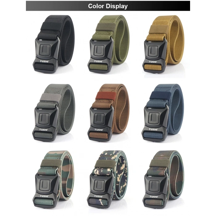 Düğmeli Çelik Tokalı Haki Taktik Kemer İthal 38mm Genişlik