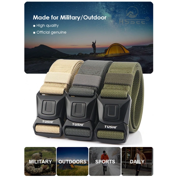 Düğmeli Çelik Tokalı Haki Taktik Kemer İthal 38mm Genişlik