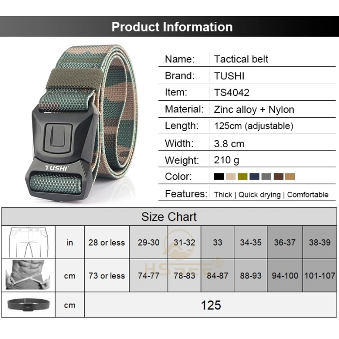 Düğmeli Çelik Tokalı Haki Taktik Kemer İthal 38mm Genişlik