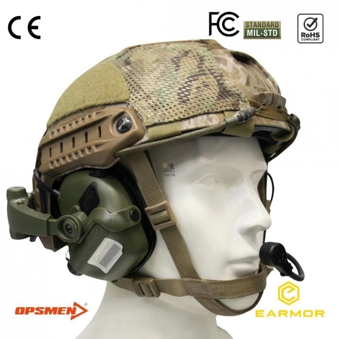 Earmor M32X Mark3 MOD4 Milpro Mikrofonlu İşitme Koruyucu Arka Ray Uyumlu Kulaklık - Yeşil