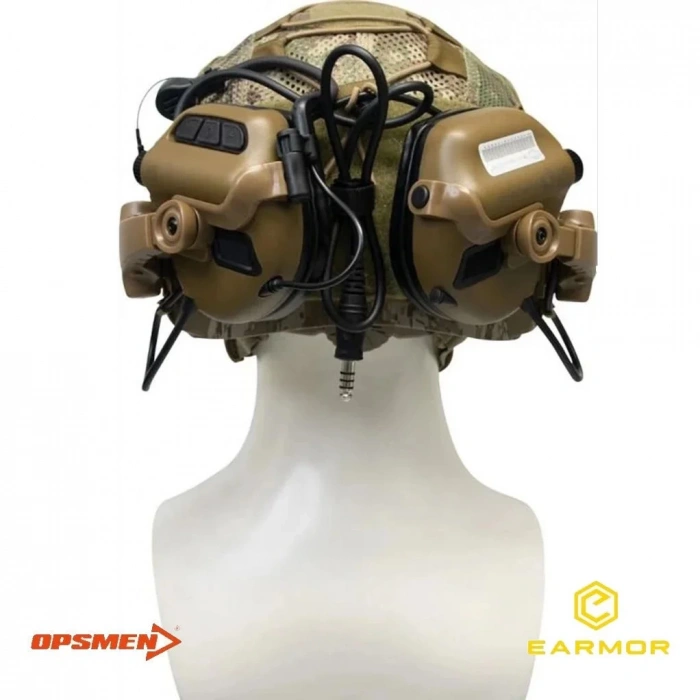 EARMOR M32X MOD4 KASK TIPI MIKROFONLU ATIS KULAKLIGI İşitme Koruyucu Arka Ray Uyumlu Kulaklık - ÇÖL