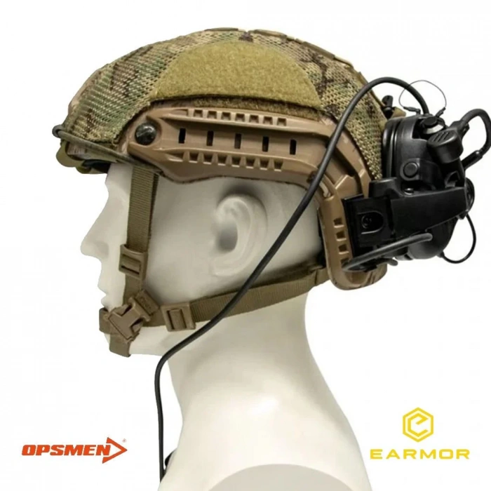EARMOR M32X MOD4 KASK TIPI MIKROFONLU ATIS KULAKLIGI İşitme Koruyucu Arka Ray Uyumlu Kulaklık - ÇÖL