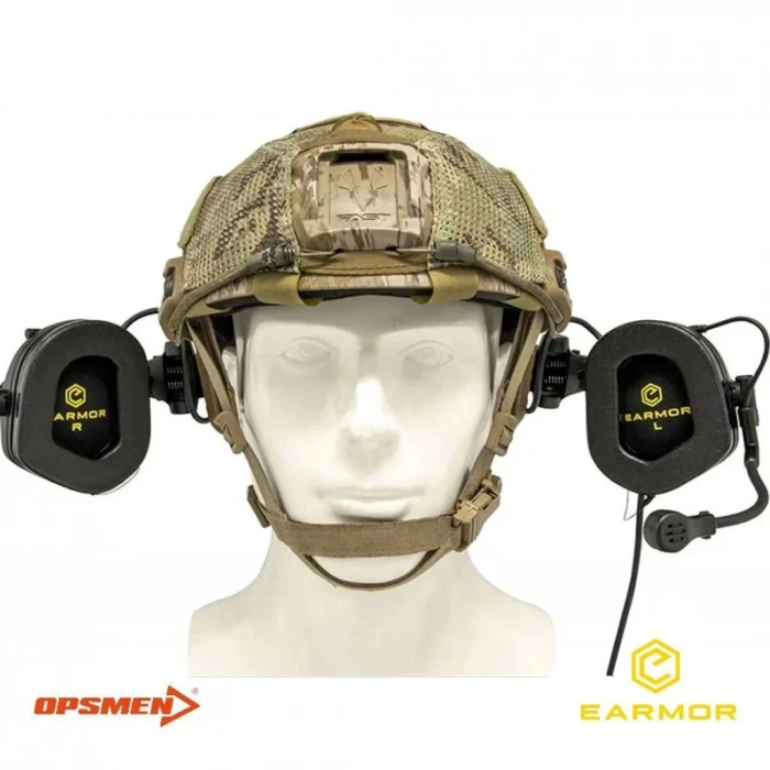 EARMOR M32X MOD4 KASK TIPI MIKROFONLU ATIS KULAKLIGI İşitme Koruyucu Arka Ray Uyumlu Kulaklık - ÇÖL