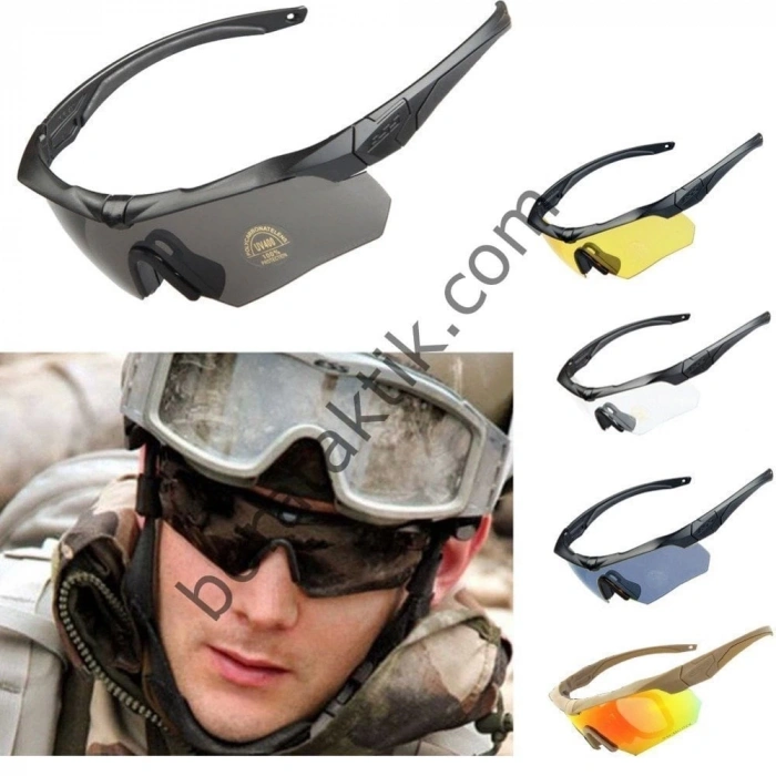 ESS Crossbow TR-90 3 Lens Askeri Koruyucu Balistik Taktik Polarize Gözlük - Replika