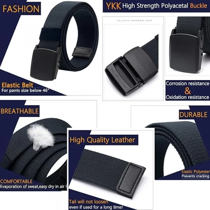 Outdoor Stretch Taktik Likralı Kemer, Kırılmaz Plastik Kıstırmalı Toka,Xraydan Geçen Flex kemer