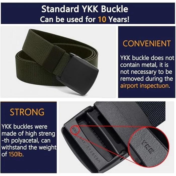 Outdoor Stretch Taktik Likralı Kemer, Kırılmaz Plastik Kıstırmalı Toka,Xraydan Geçen Flex kemer