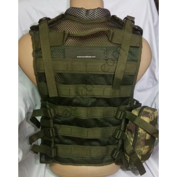 G3 HK Fermuarlı Hücum Yeleği Kamoflaj Haki Fileli (Plakalıklı)